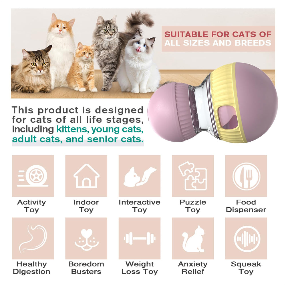 TLKNG cat treat-dispensing toy double-ball side view encourages chasing and foraging