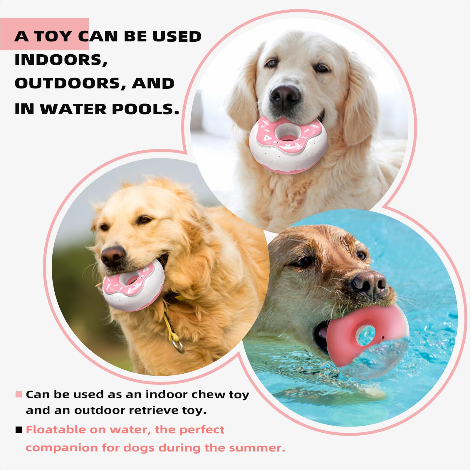 TLKNG donut dog toy for aggressive chewers, durable design withstands tough chews.