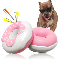TLKNG donut dog toy pink, durable chew for medium and large dogs.