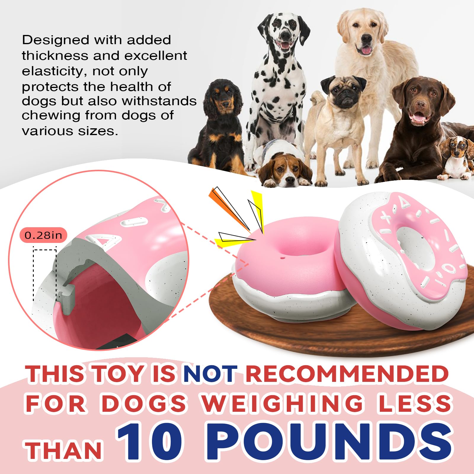 TLKNG donut dog toy non-toxic, BPA-free and safe for chewing sessions.