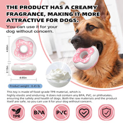 TLKNG donut dog toy with TPR material, safe chew for teeth and gums.
