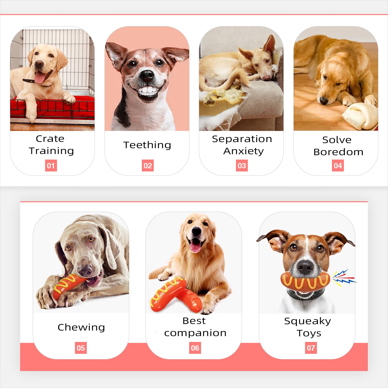 TLKNG hotdog toy close-up shows textured ridges for teeth cleaning during play.