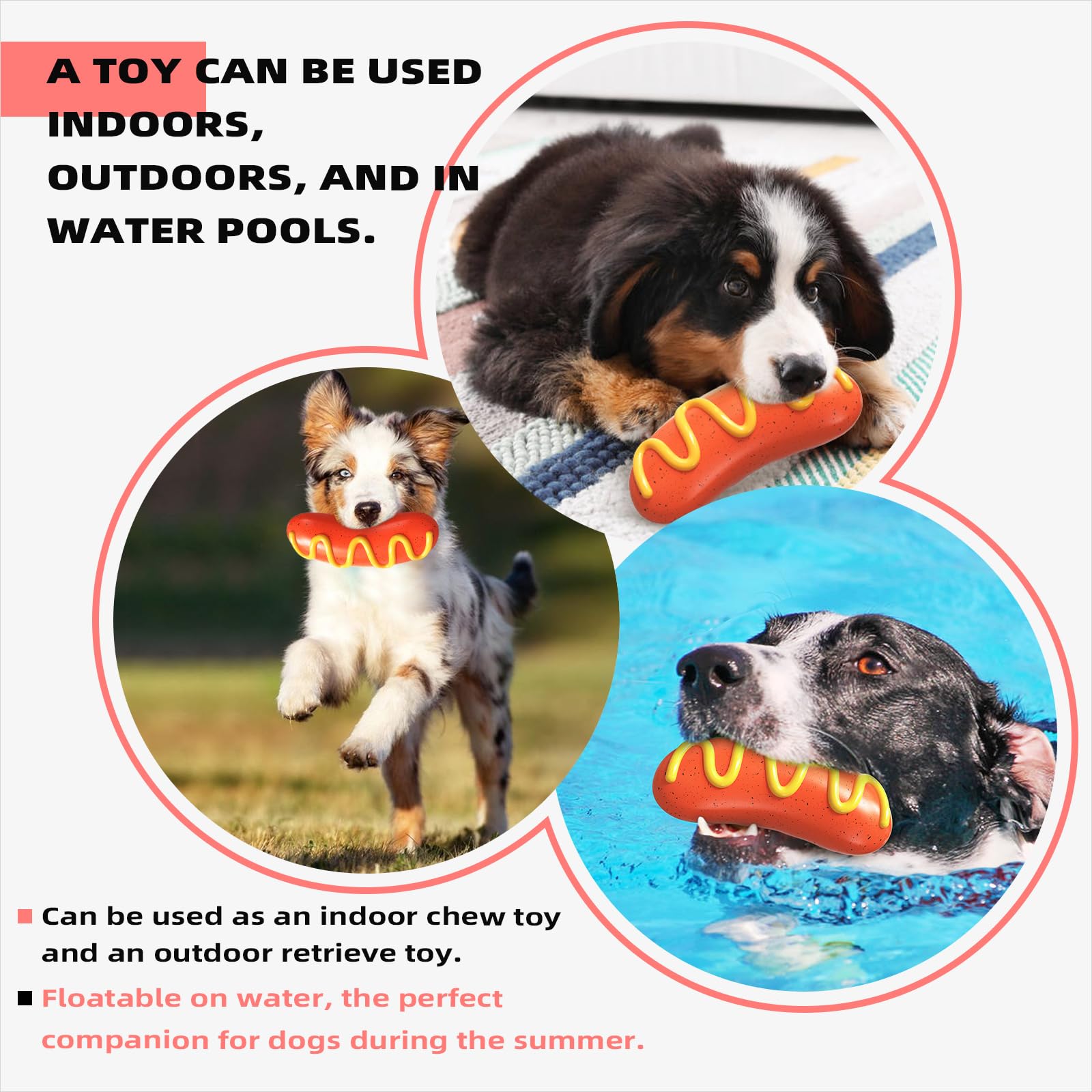 TLKNG hotdog toy one-piece build supports safe fetch play with active dogs.