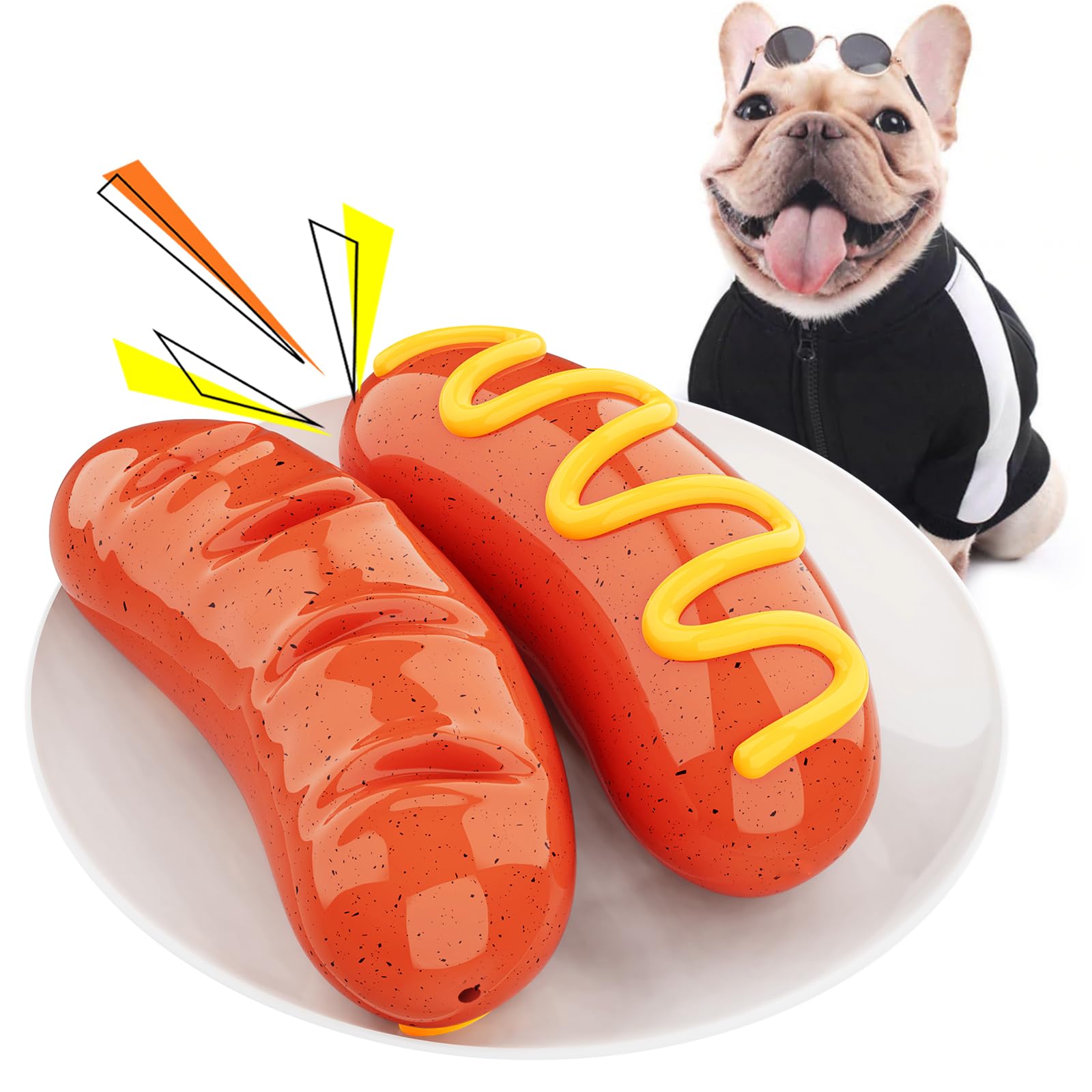 TLKNG hotdog toy outdoor fetch view highlights its durable design for big dogs.