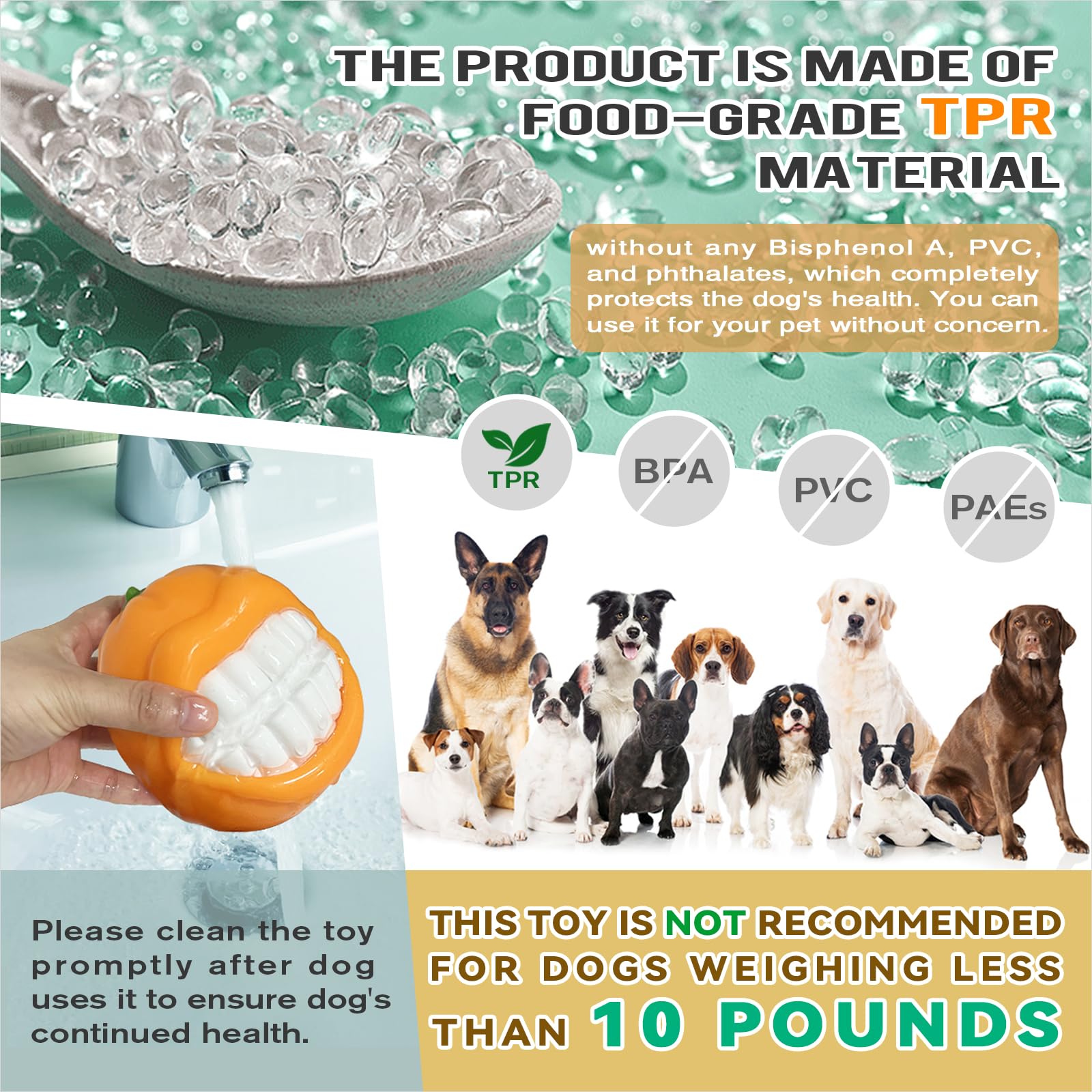 TLKNG grinning-orange design captures dogs' attention during games.