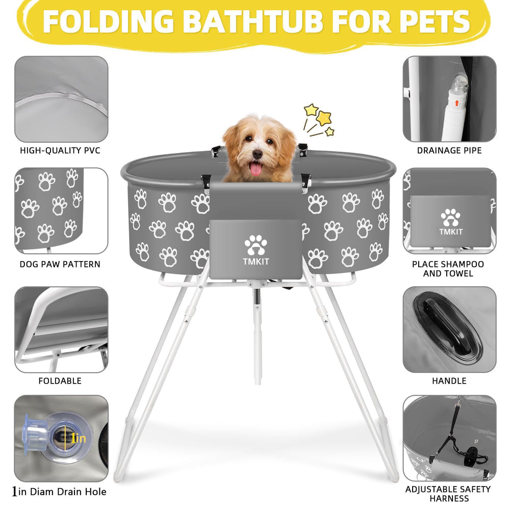 Tmkit dog bath tub dimensions show roomy space for pets