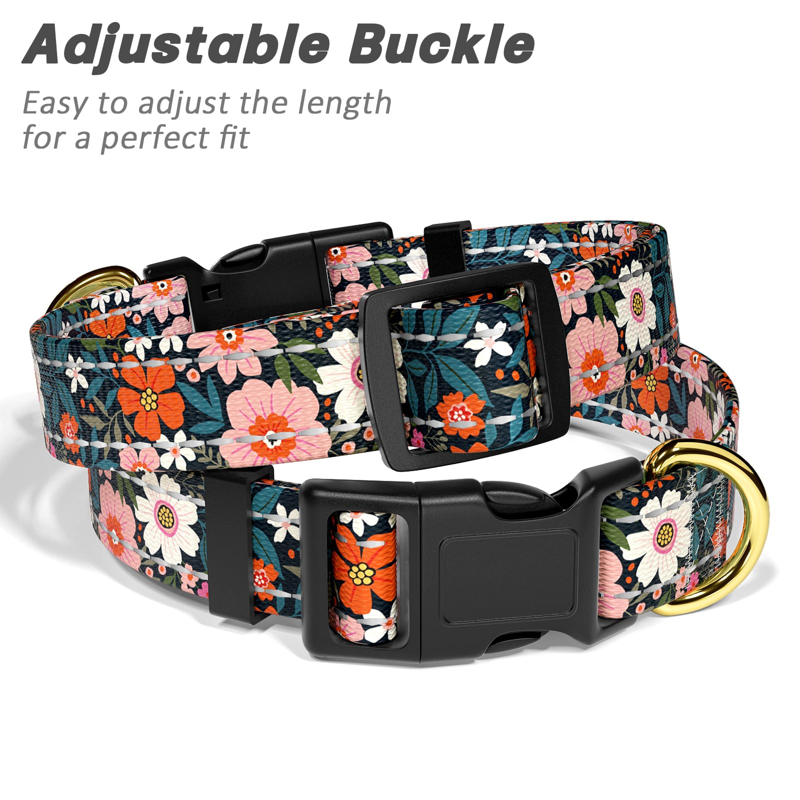 TMOODEL heavy-duty nylon strap with sturdy D-ring for leash attachment.