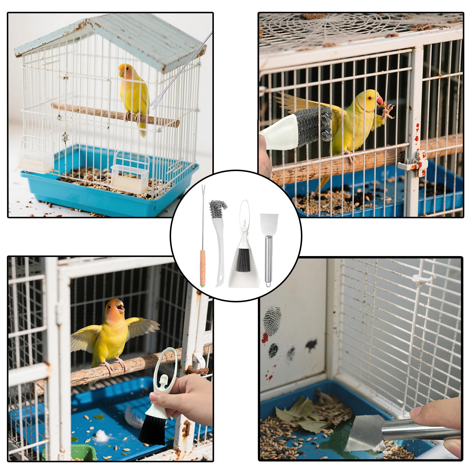 TOAINRSI broom for dust helps sweep large areas of the cage quickly.