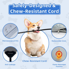 Toaspa Pet Heating Pad with chew-resistant cord protection in use