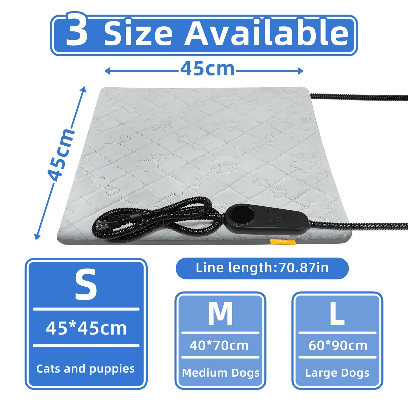 Toaspa heating pad LED control panel showing adjustable temperature and timer options.