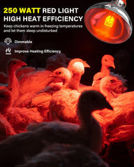 Tobebright with E26 base and dimmable feature for adjustable coop heating.