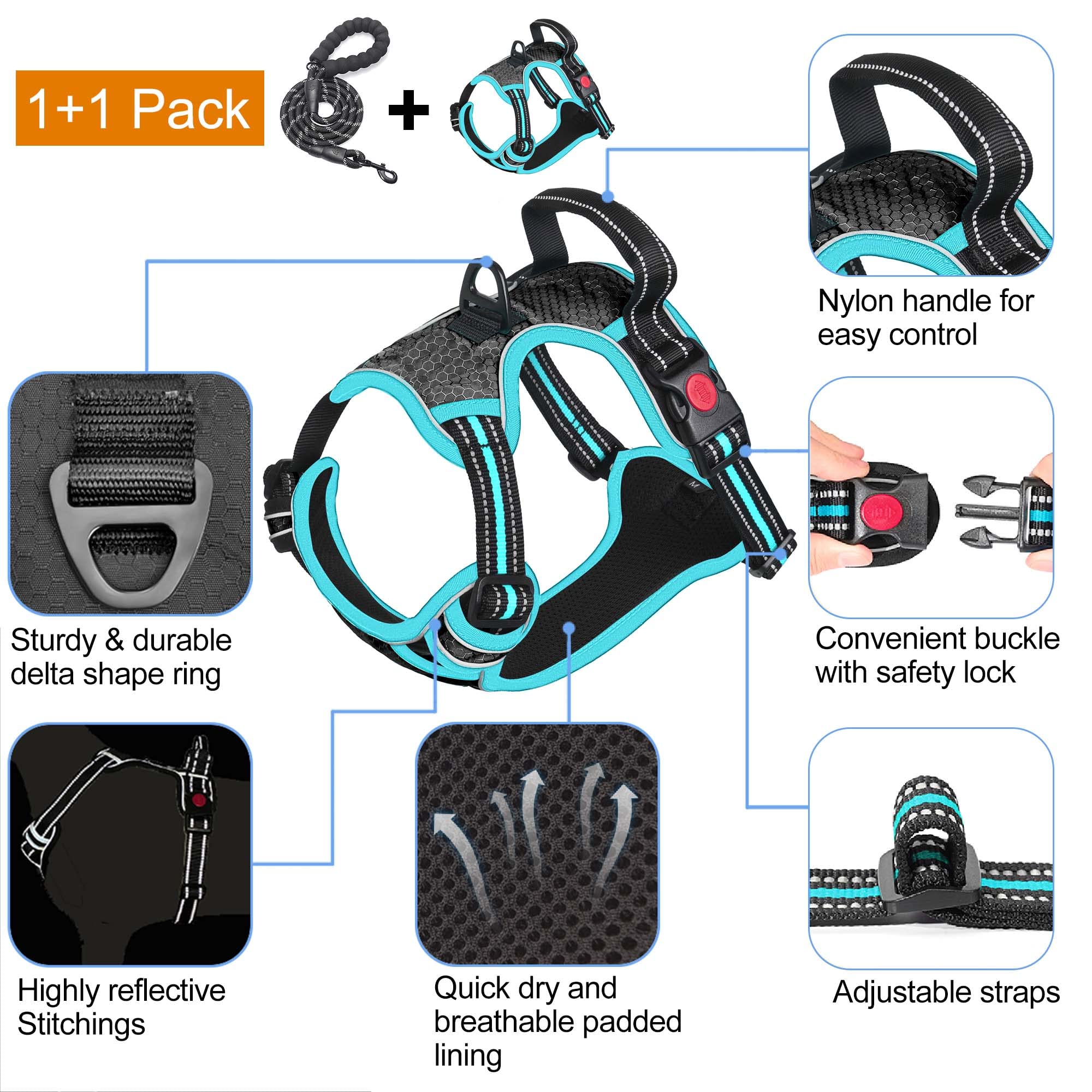 tobeDRI adjustable harness chest and neck straps ensure perfect fit