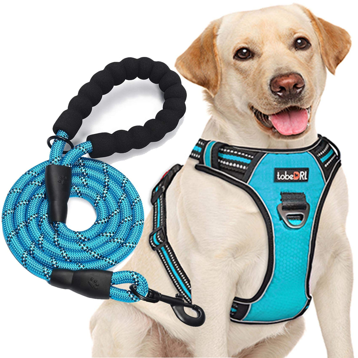 tobeDRI No Pull Harness front view with dual rings for controlled, comfortable leash walking.