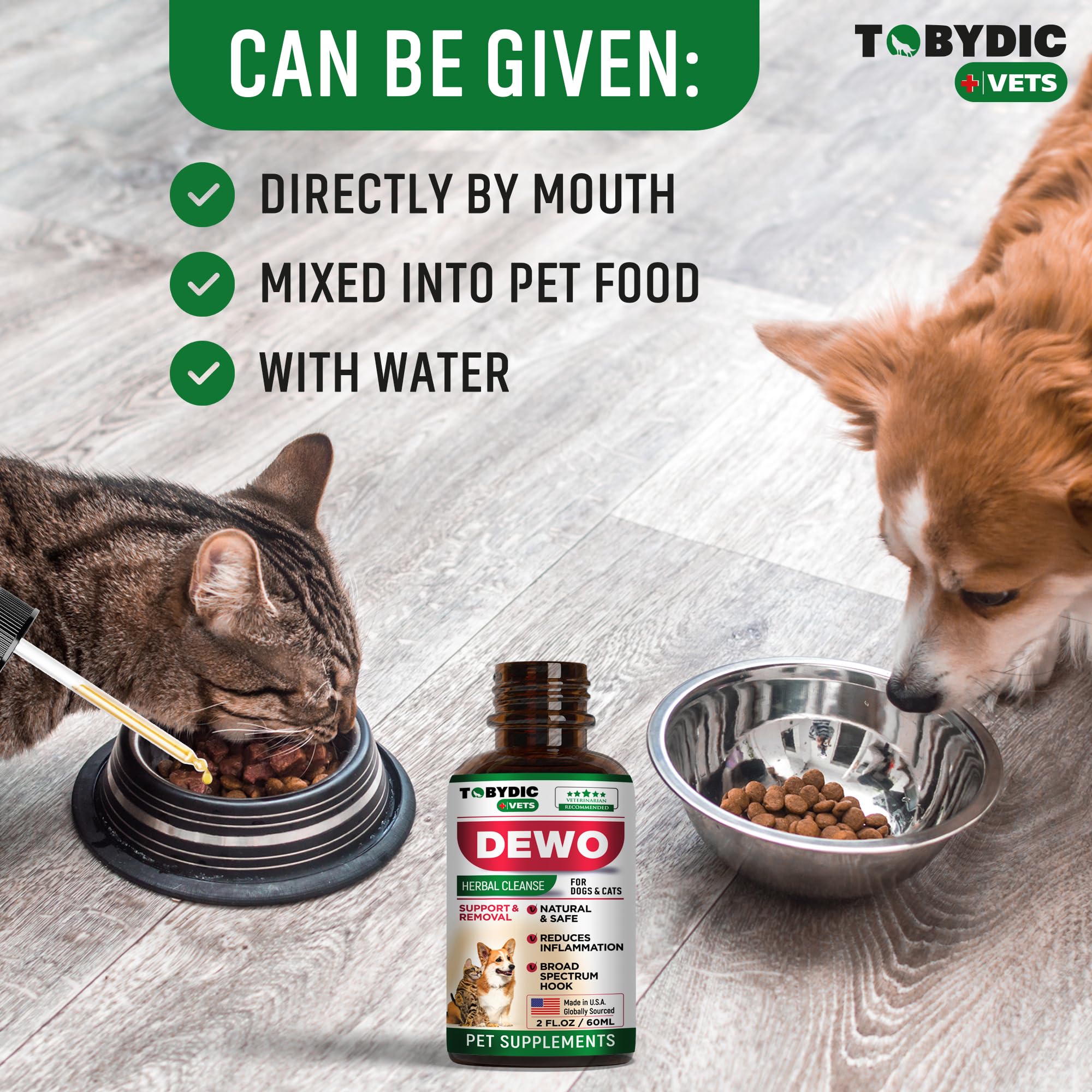 TOBYDIC cat drops dispense demonstrates easy administration for felines.