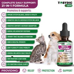 TOBYDIC liquid drops ready for easy dosing in meals or treats.
