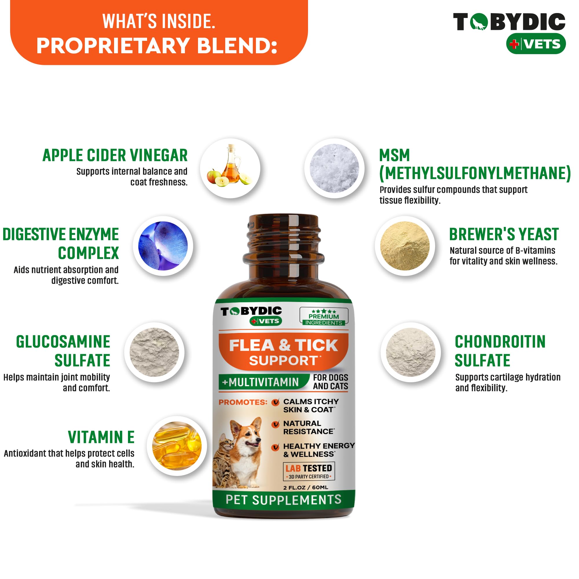 TOBYDIC multivitamin enzymes for pets supporting joints and digestion