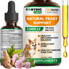 TOBYDIC natural yeast relief bottle drops soothe dogs ears with a gentle herbal blend.