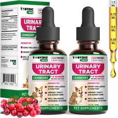TOBYDIC UTI support bottle front view shows pet urinary health support