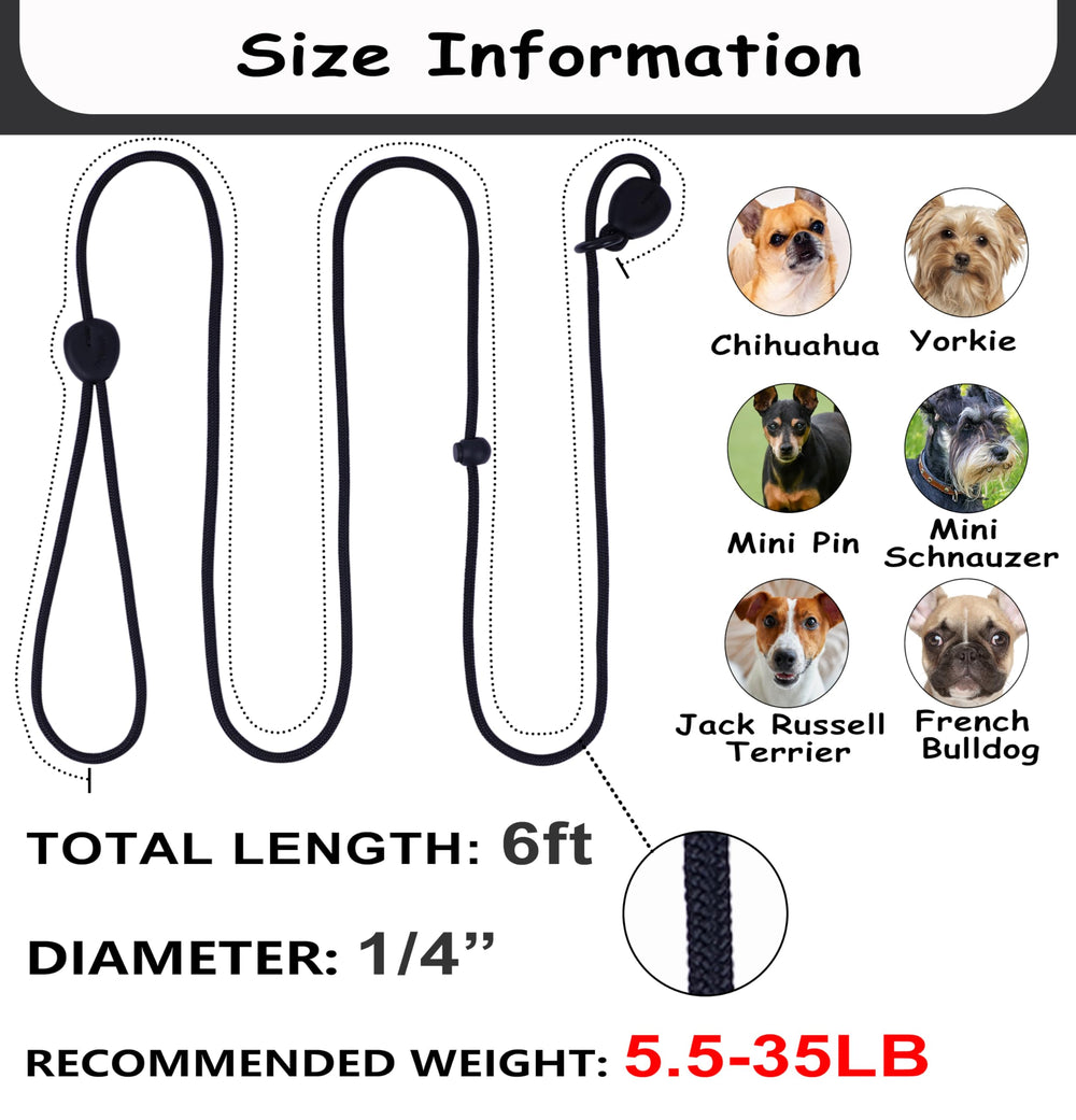 Tochibabe slip lead supports dogs up to 100 pounds with sturdy hardware.
