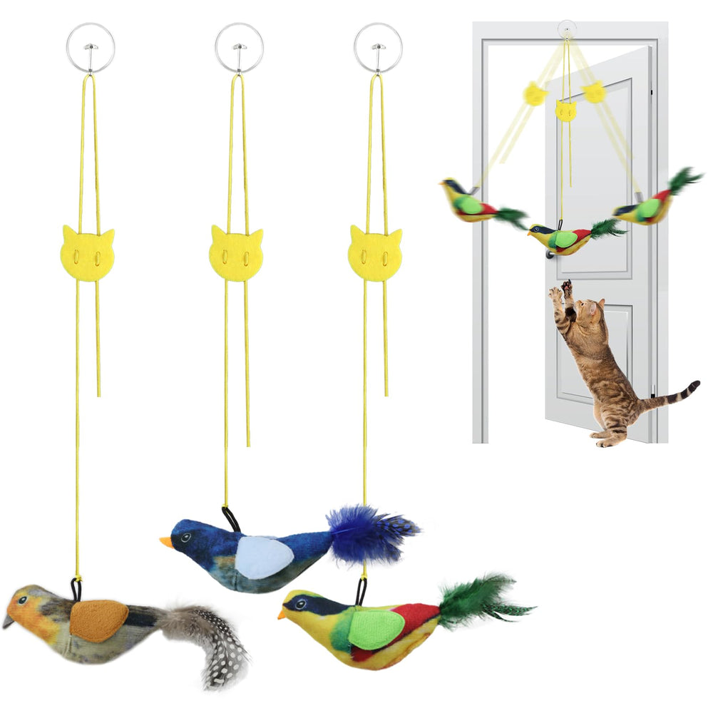 Tocirelo Interactive Bird Toy hanging chirping boosts exercise and hunting instincts.