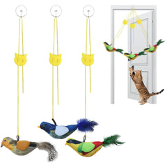 Tocirelo Interactive Bird Toy hanging chirping boosts exercise and hunting instincts.