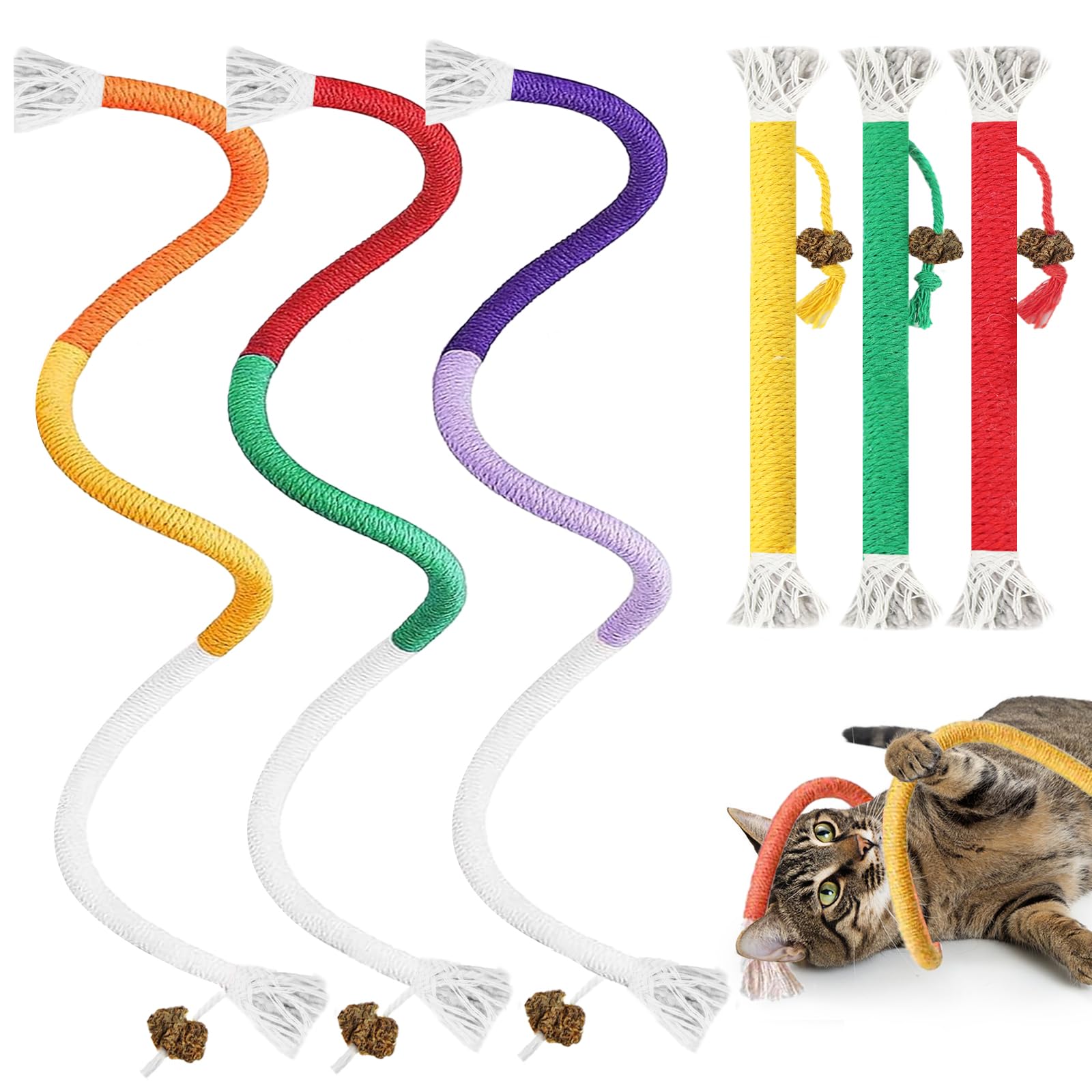 Tocirelo cat chew rope toy 19.7-inch rope for engaging play and dental fun