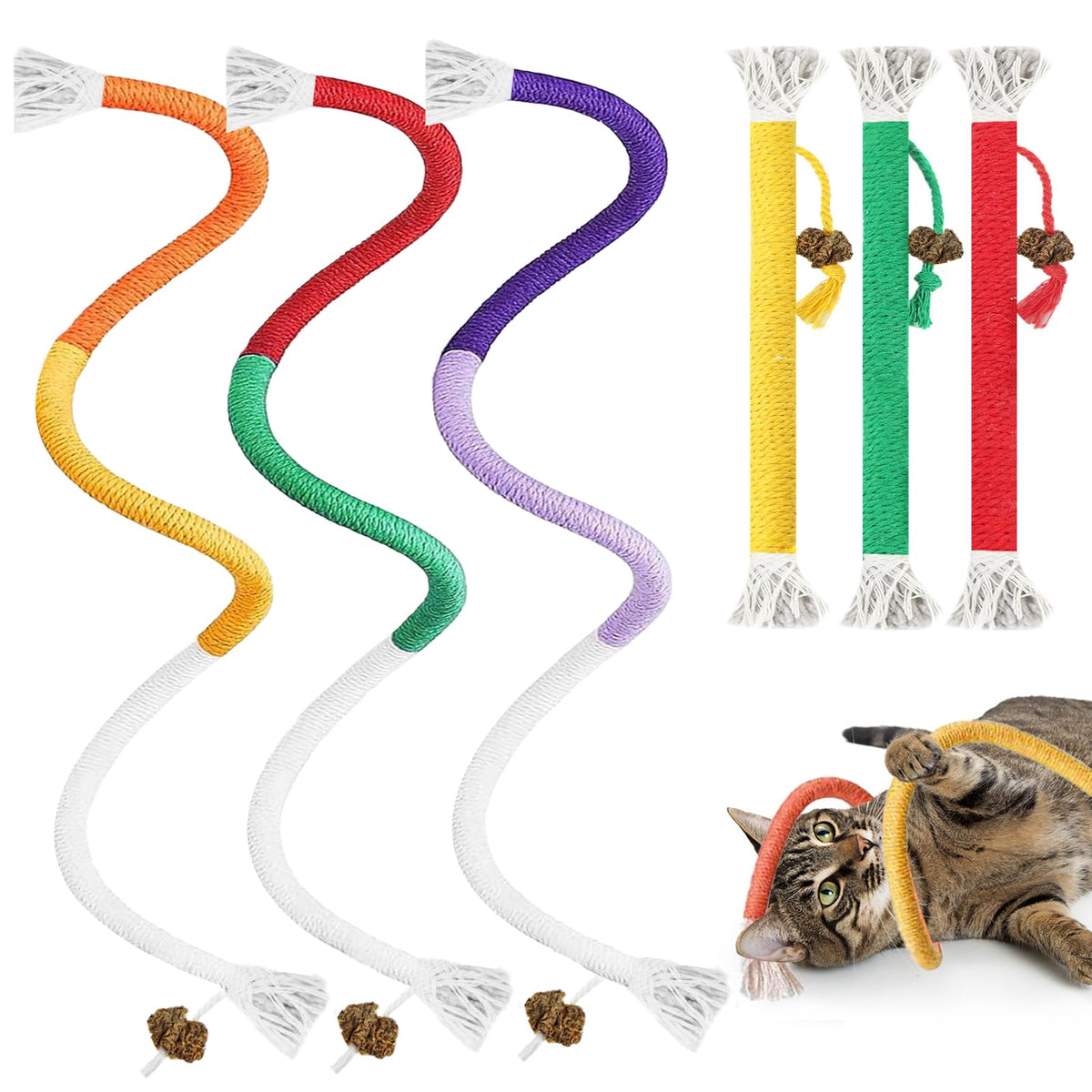 Tocirelo cat chew rope toy 19.7-inch rope for engaging play and dental fun