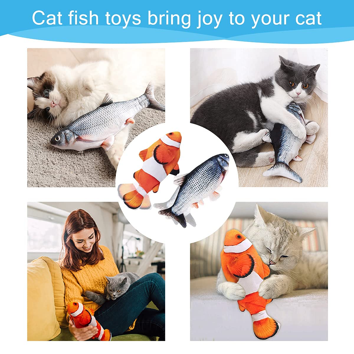 Tocirelo 2-pack of flopping fish toys shown for shared play sessions