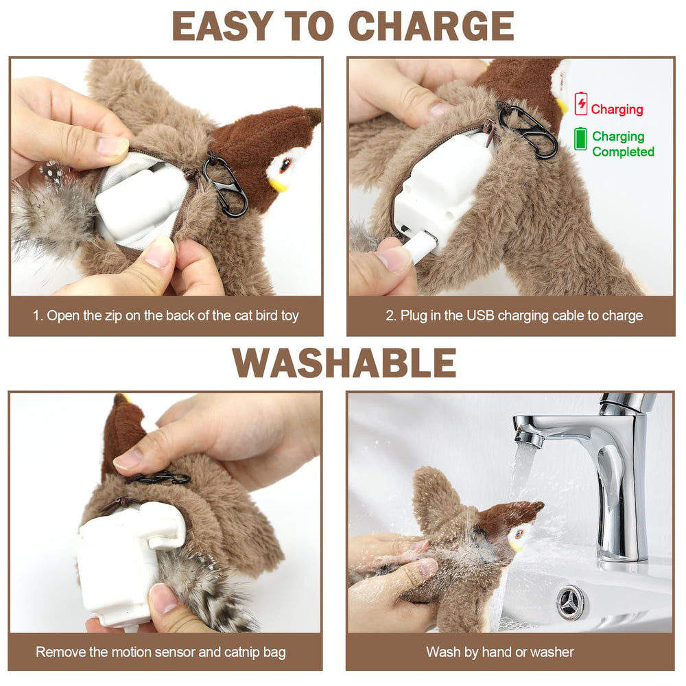 Tocirelo realistic sparrow toy with lifelike appearance for indoor engagement.