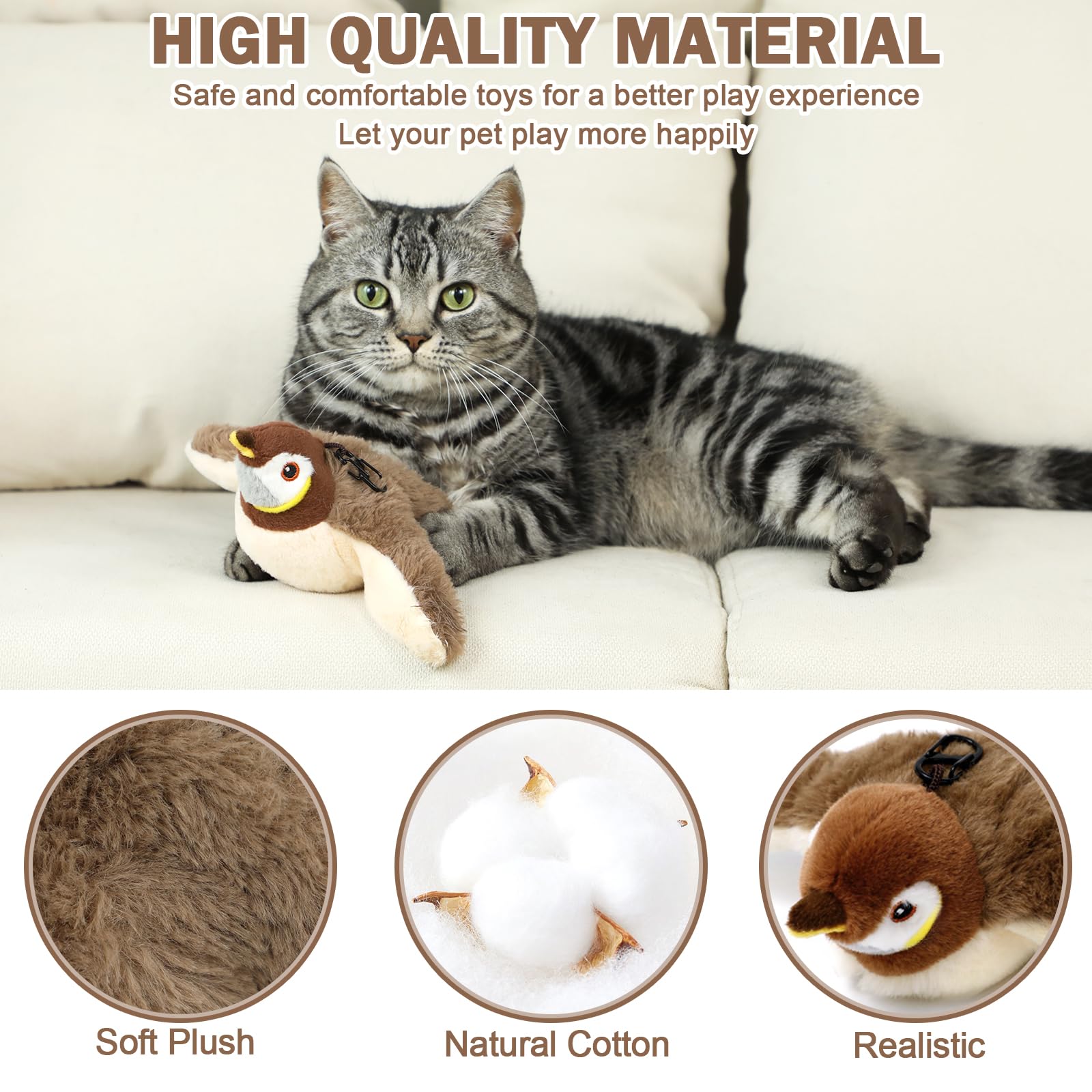 Tocirelo safe materials cotton plush fabric designed for durable cat play.