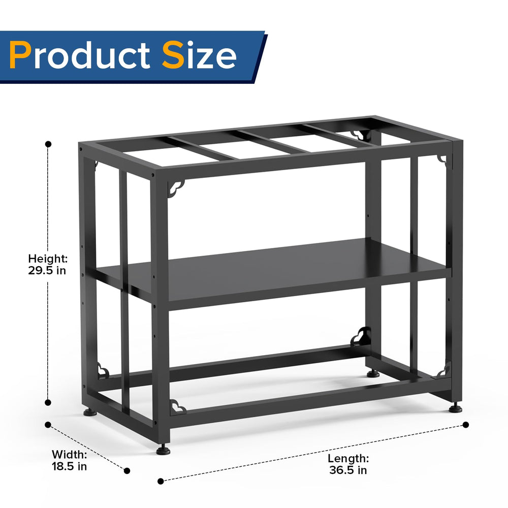TOCRETOARE stand with adjustable middle shelf for flexible storage.