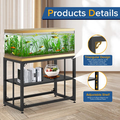 TOCRETOARE metal aquarium stand flat-black finish for durable decor.