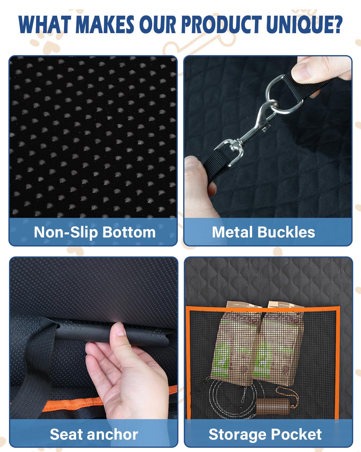 Toffos dog car seat waterproof-material highlights spill resistance for messy journeys