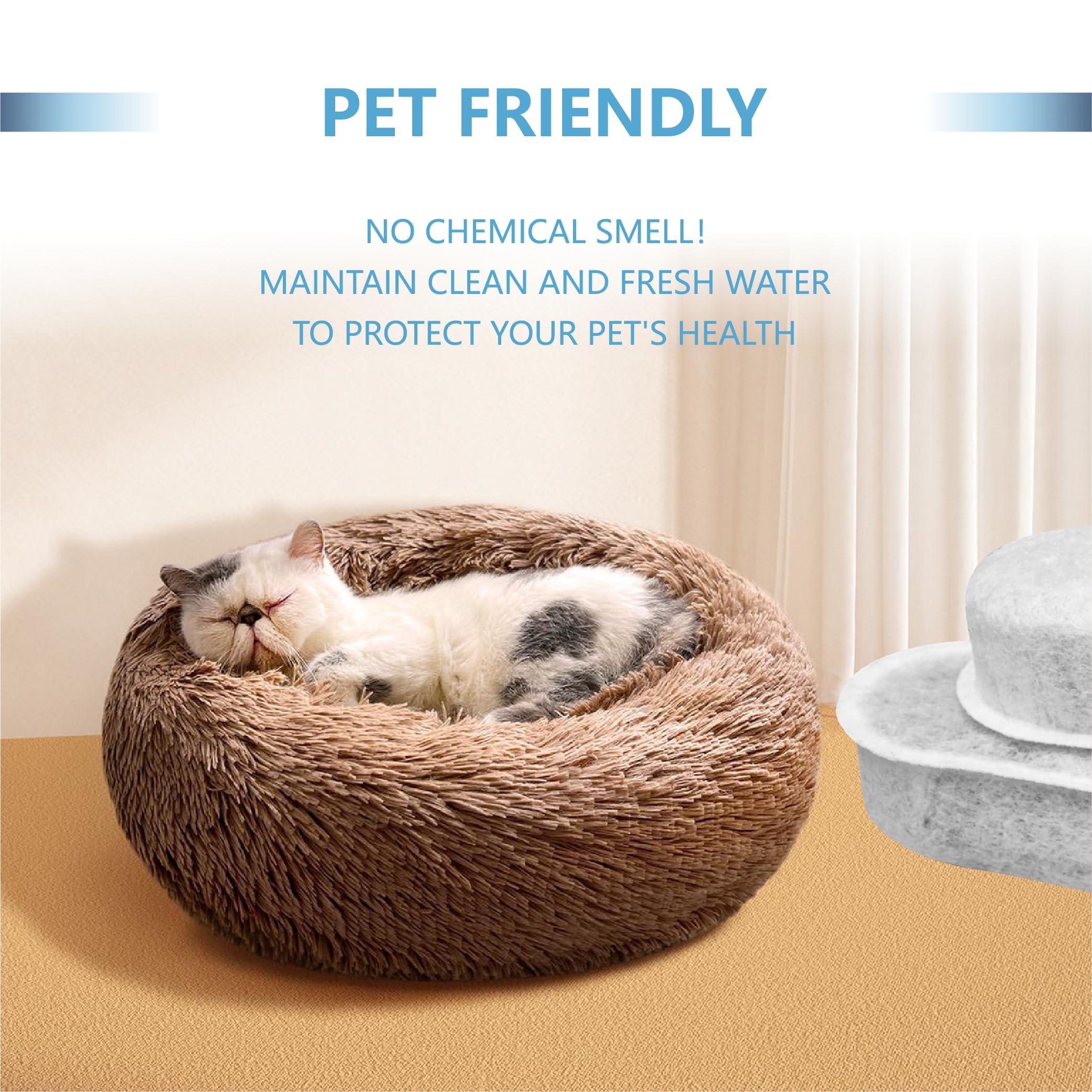 TOGGATH cat fountain filter highlights easy installation and secure fit