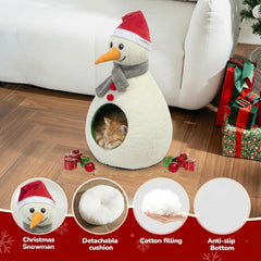 TOGETHERTOYO snowman cat bed interior showing soft PP cotton pillow