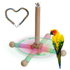 TogyGooty 24-inch bird perch rotation stand shows 360-degree movement for parrots