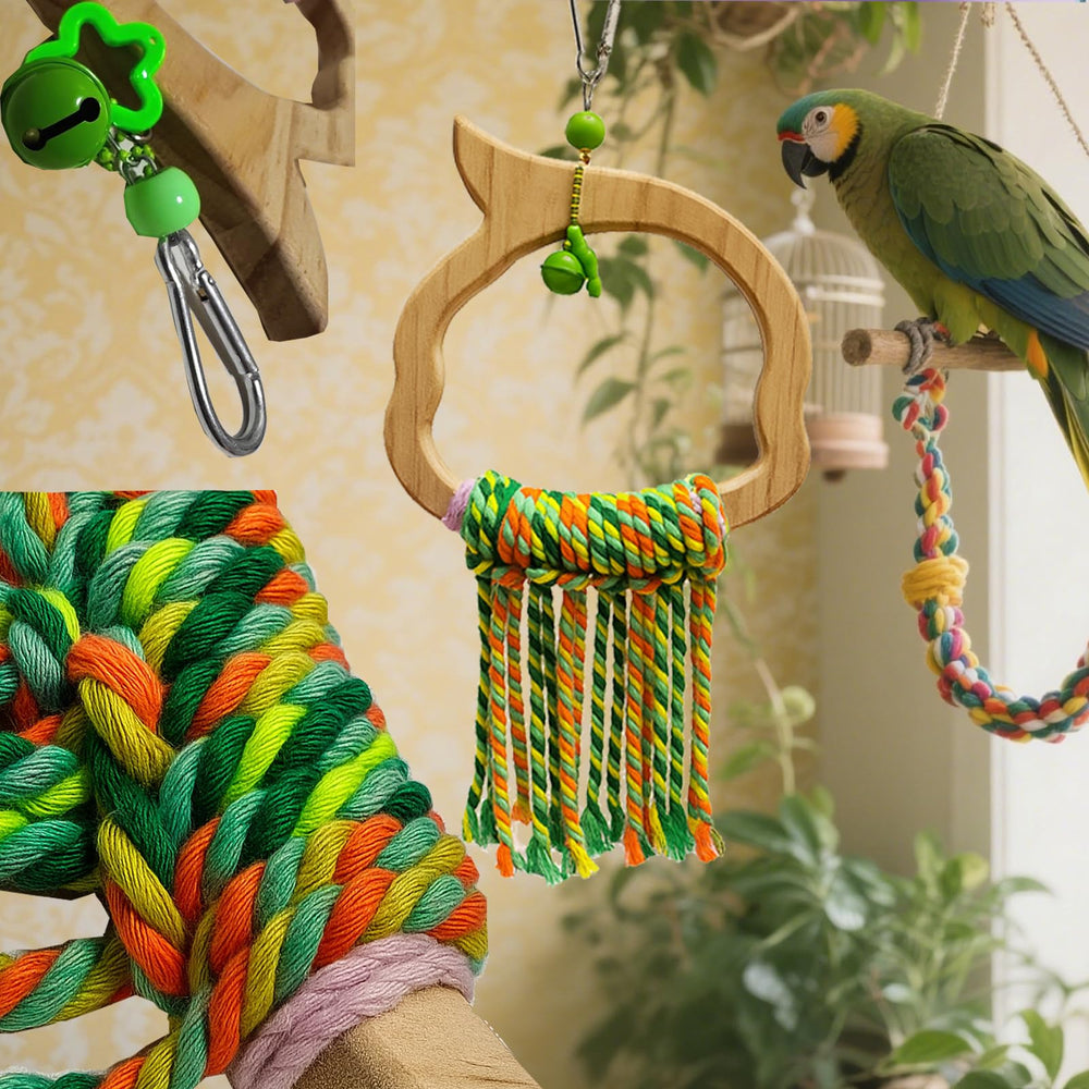 TogyGooty bird swing reinforced-cotton-rope delivers durable play and safe chewing