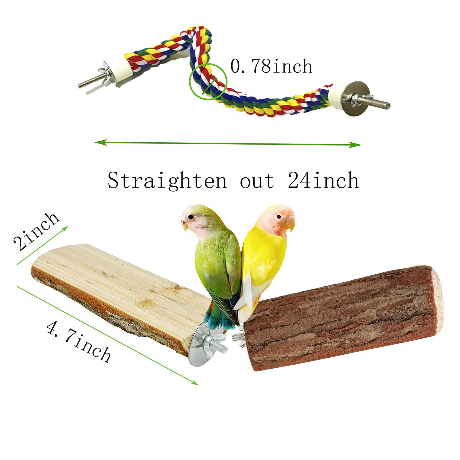 TogyGooty natural wood perches provide stable resting spots after active play.