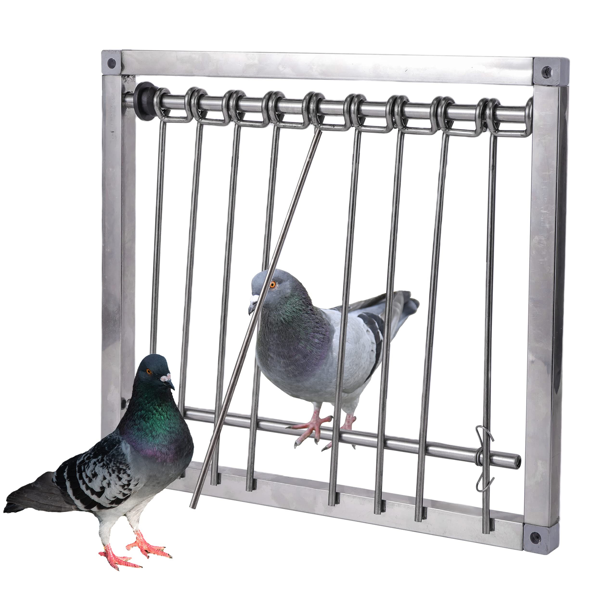 TOHONGADON pigeon trap door front view shows durable stainless steel design for longevity.