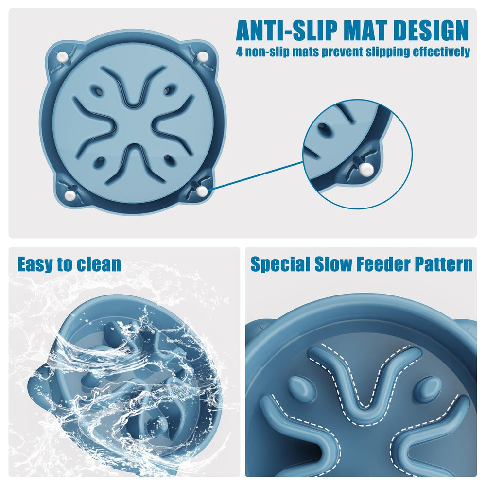 TOKAYIFE anti-choking puzzle bowl helps pacing meals during dry or wet diets.
