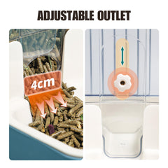 TOKAYIFE automatic pet feeder rotatable nozzle supports in-cage and out-of-cage feeding.