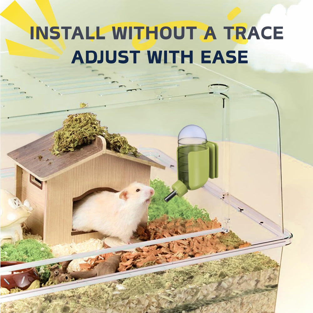 Tokayife bottle mounted on cage improves accessibility for small pets during play.