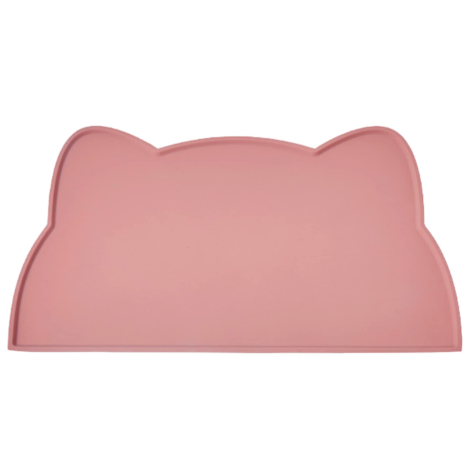 TOKAYIFE cat food mat in coral pink on the floor keeps bowls steady and spills contained.