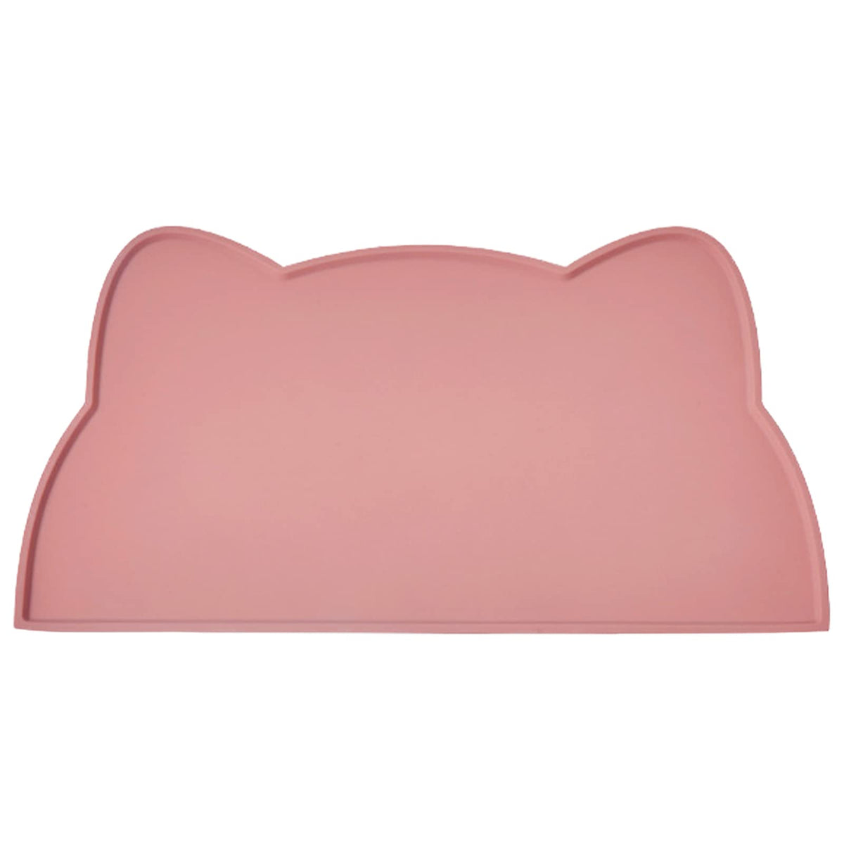 TOKAYIFE cat food mat in coral pink on the floor keeps bowls steady and spills contained.
