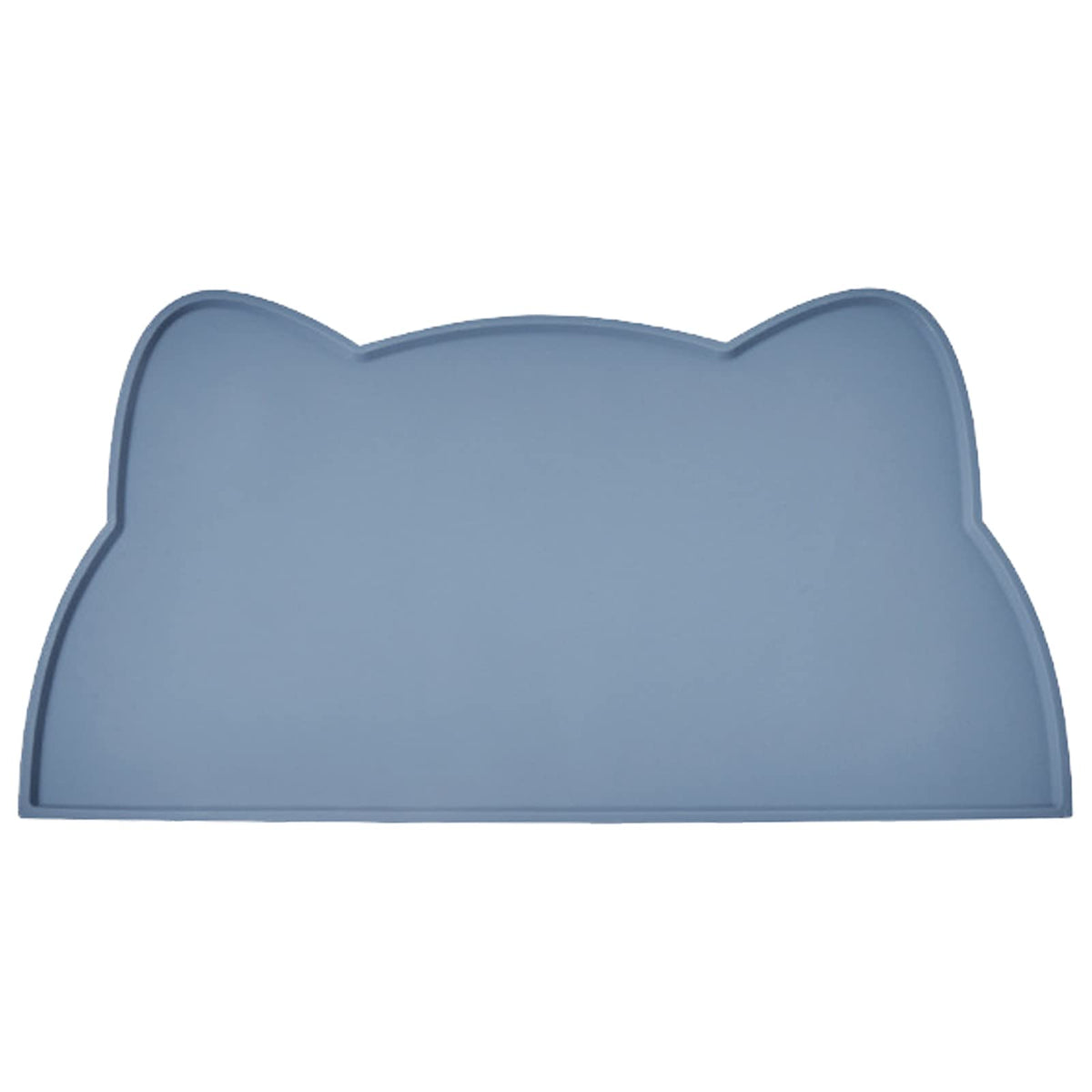TOKAYIFE cat food mat front view showing stone blue silicone tray with spill containment