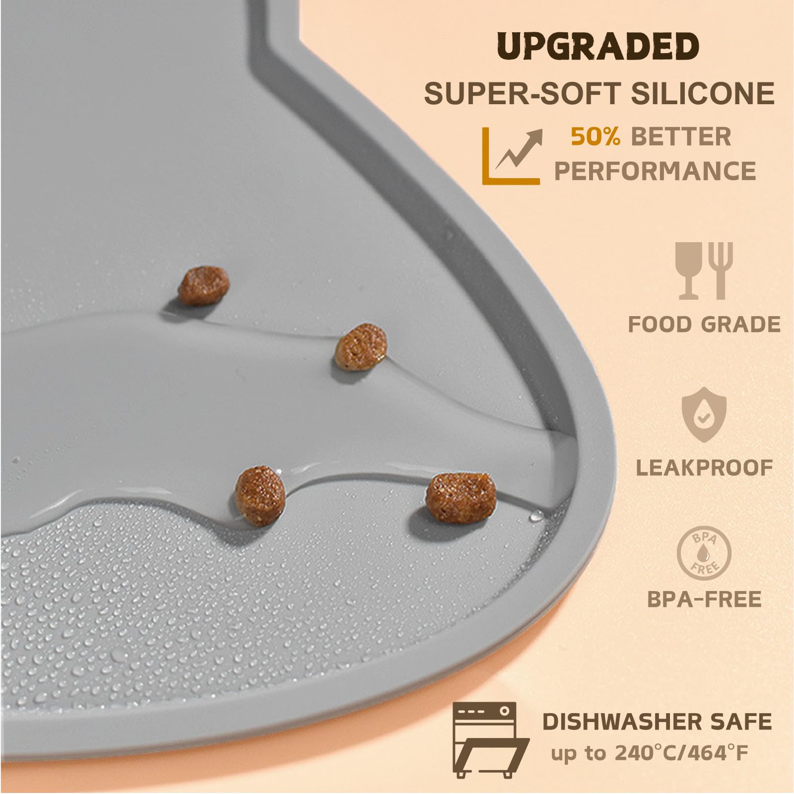 TOKAYIFE cat food mat heat-safe design tolerates hot bowls and stays durable