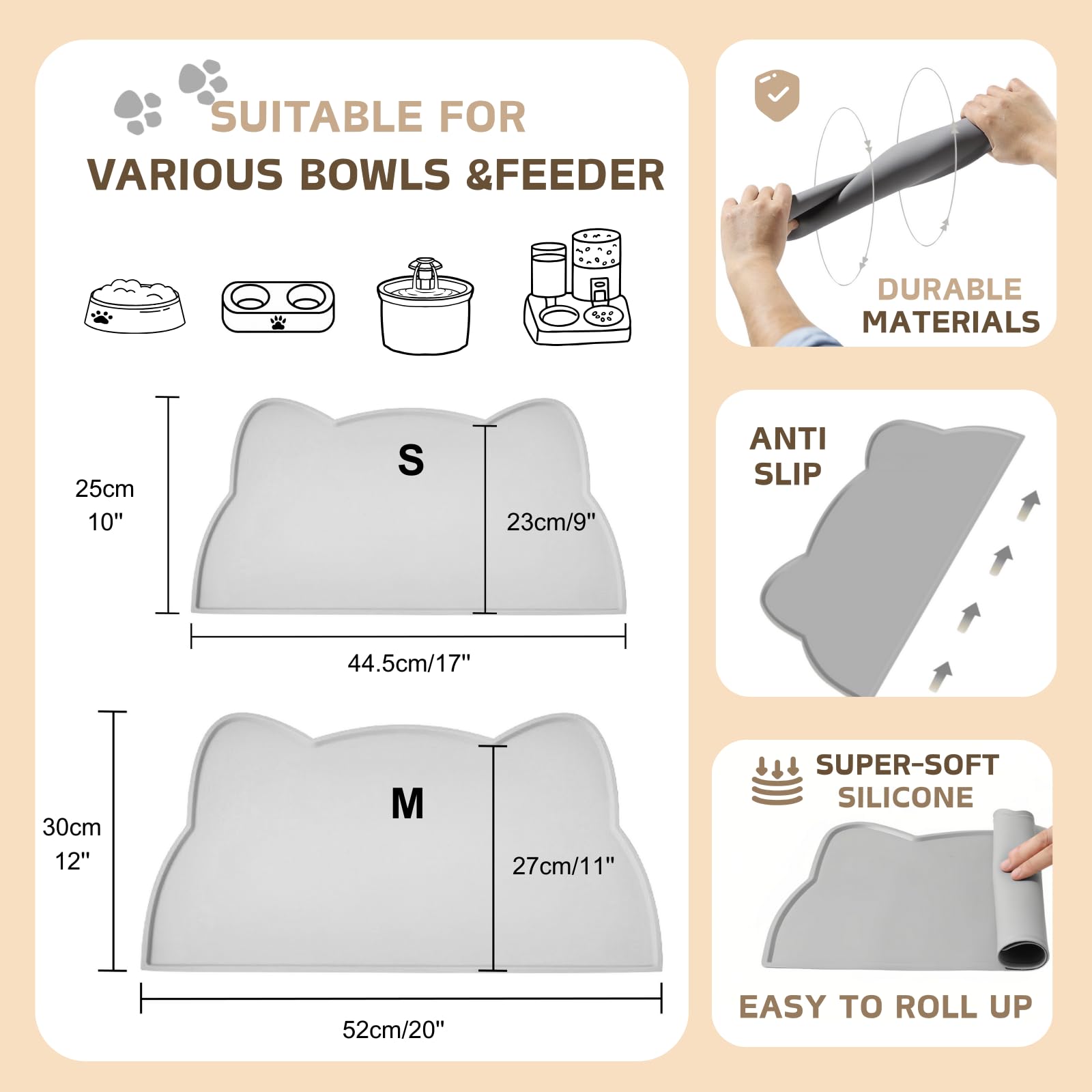 TOKAYIFE cat food mat heat resistant design for warm bowls