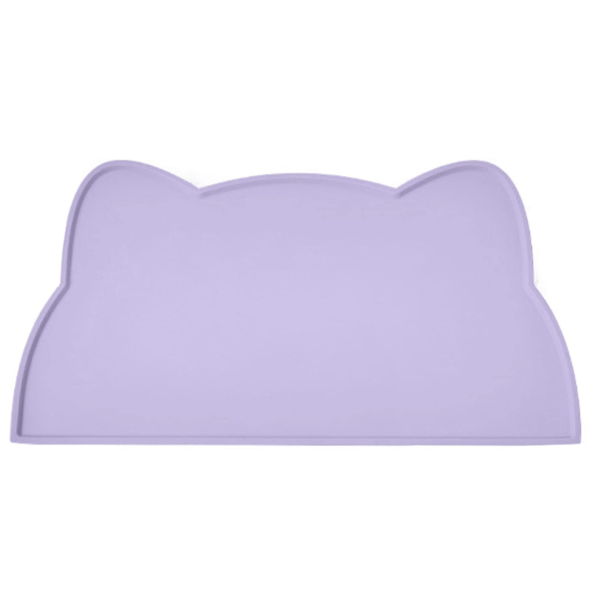 TOKAYIFE cat food mat on floor in periwinkle blue showing mess containment