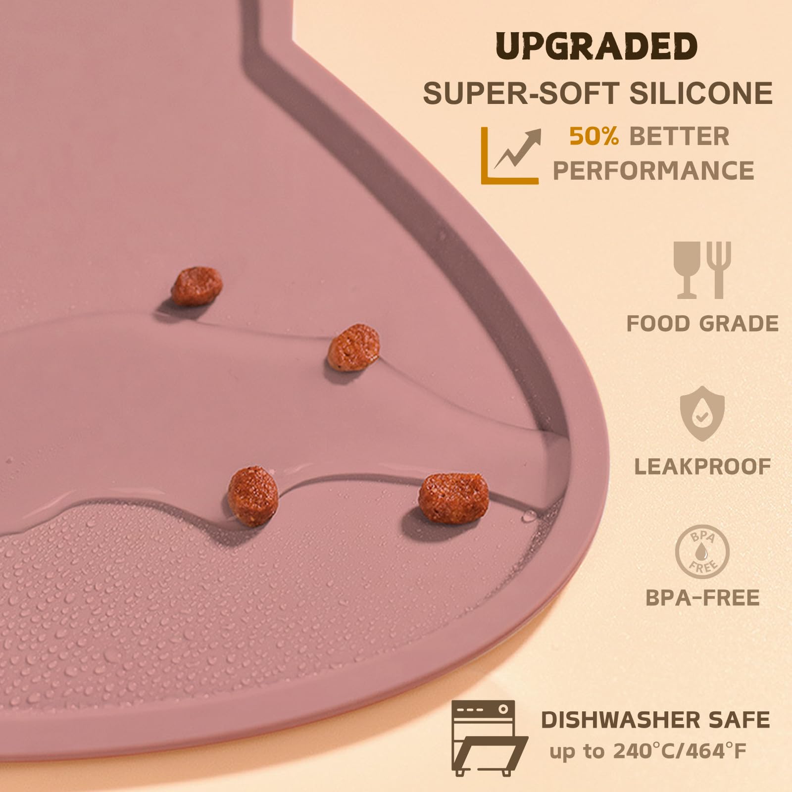TOKAYIFE raised-edge silicone mat showing spill containment and floor protection.