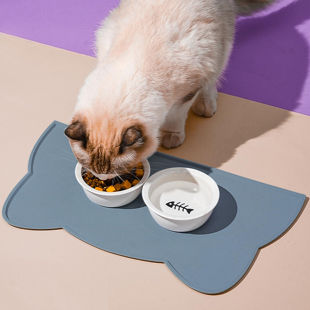TOKAYIFE cat food mat side view highlighting non-slip surface for stable bowls